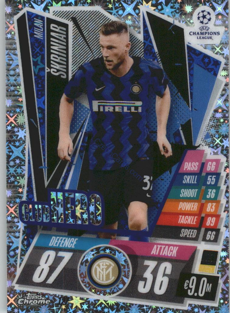 Milan Škriniar Match Attax Chrome CL 2020/21 Speckle #127