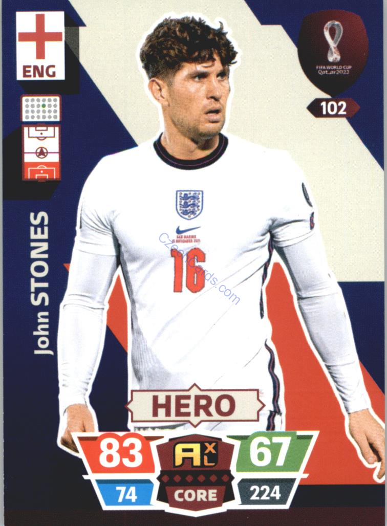 John Stones 2022 Panini World Cup Adrenalyn #102