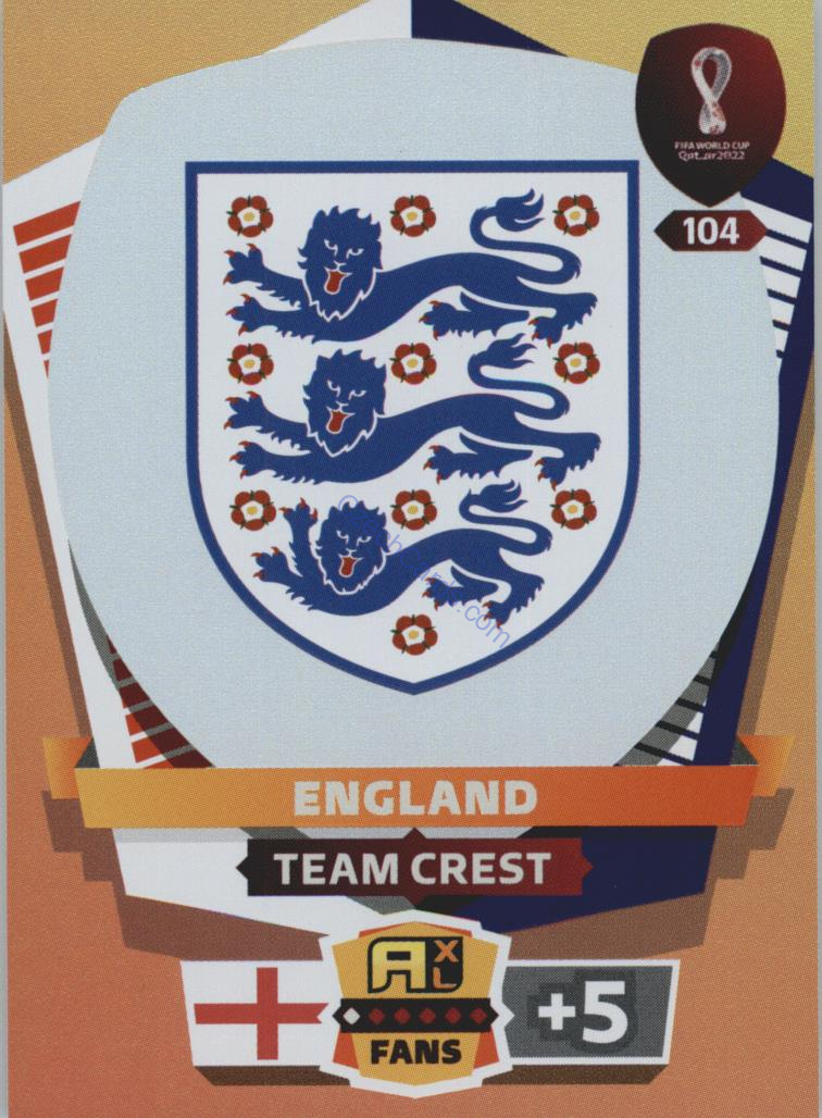 Team Crest England 2022 Panini World Cup Adrenalyn #104