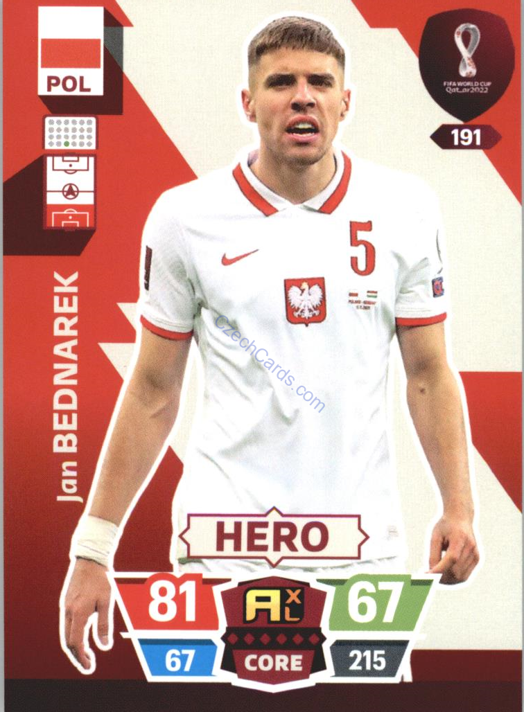 Jan Bednarek 2022 Panini World Cup Adrenalyn #191