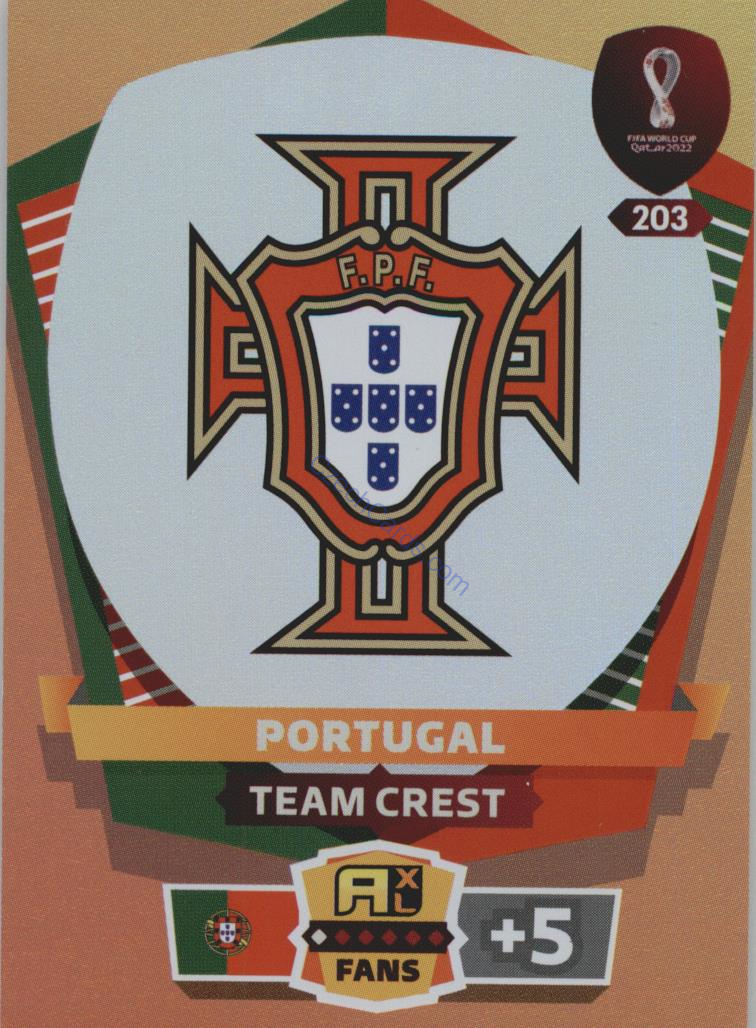 Team Crest Portugal 2022 Panini World Cup Adrenalyn #203