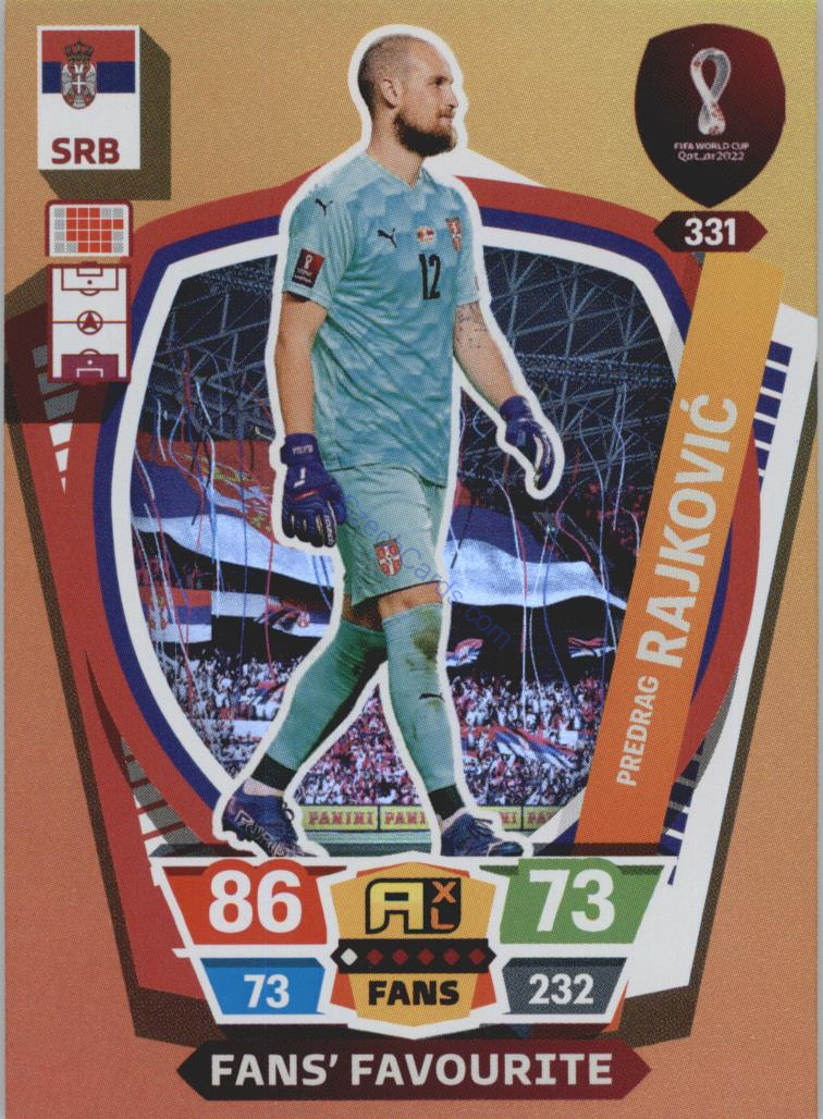 Predrag Rajković 2022 Panini World Cup Adrenalyn Fans #331