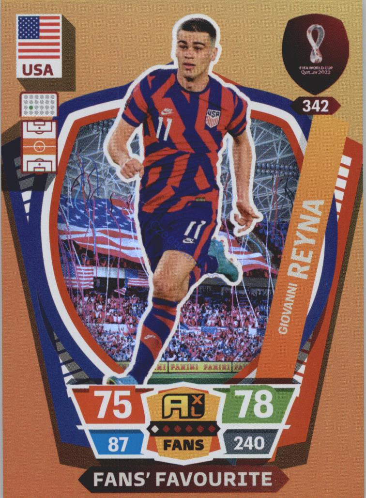 Giovanni Reyna 2022 Panini World Cup Adrenalyn Fans #342