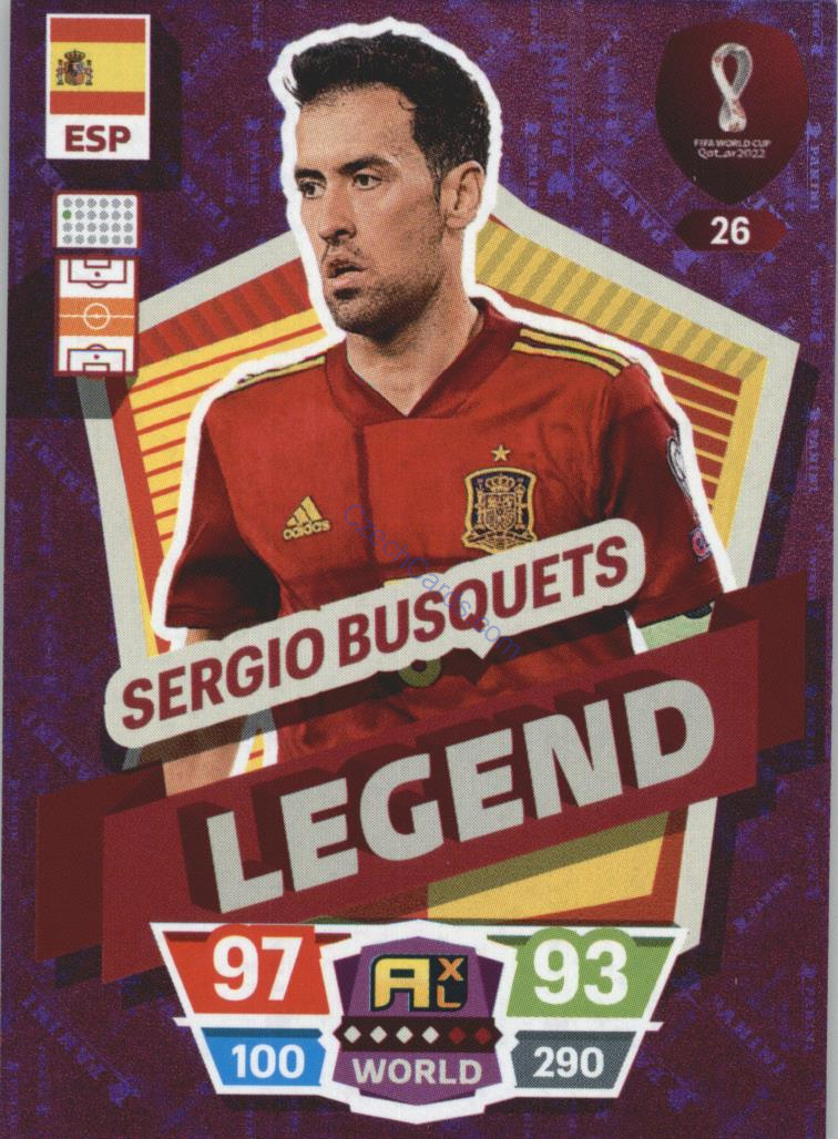 Sergio Busquets 2022 Panini World Cup Adrenalyn Legend #26