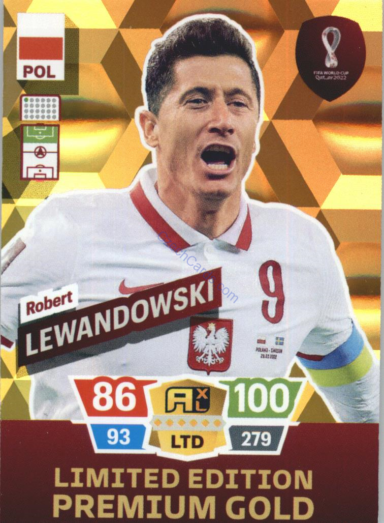 R. Lewandowski 2022 Panini World Cup Adrenalyn Limited Ed. Premium Gold #LEG-RL