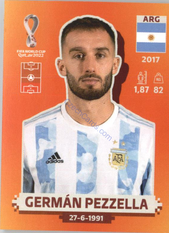 Germán Pezzella 2022 Panini WC Qatar Sticker #ARG 7