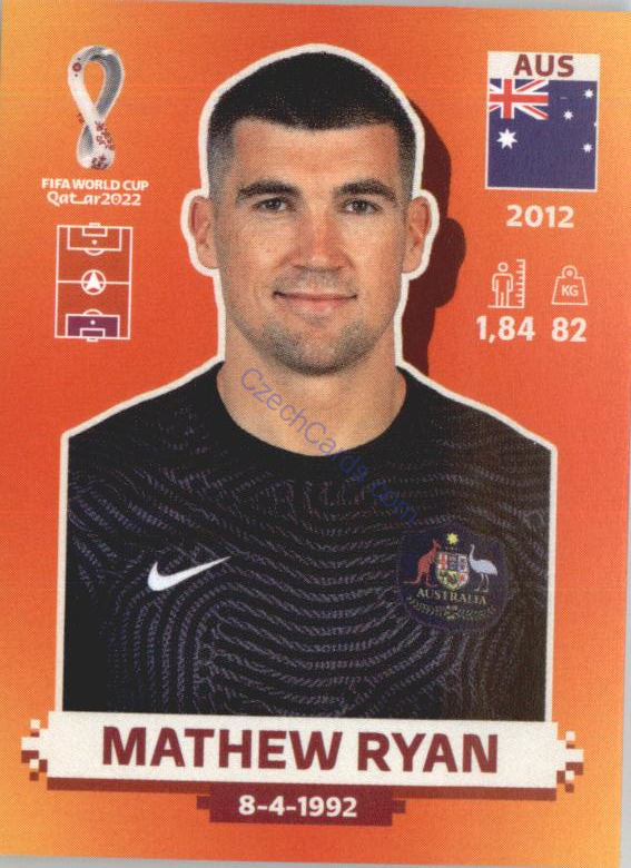 Mathew Ryan 2022 Panini WC Qatar Sticker #AUS 2