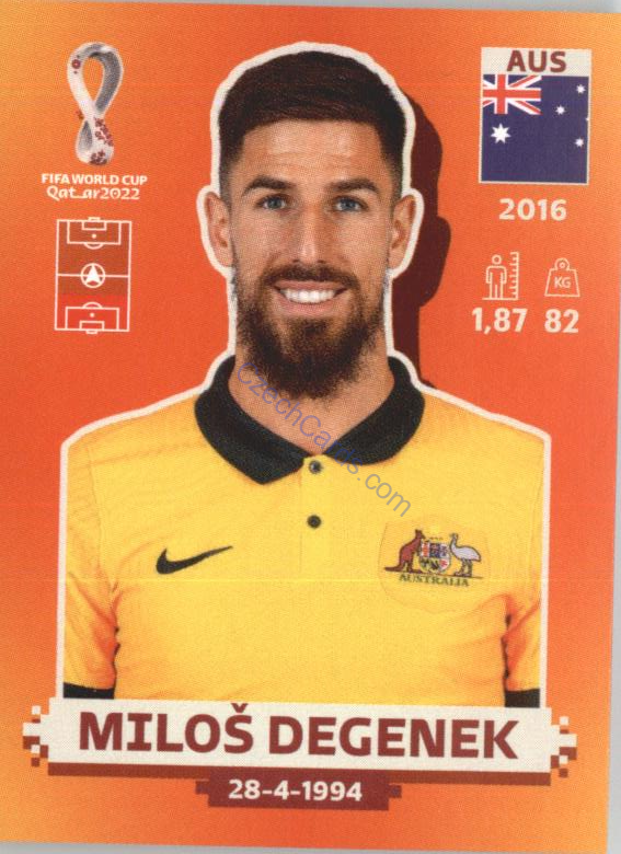 Miloš Degenek 2022 Panini WC Qatar Sticker #AUS 5