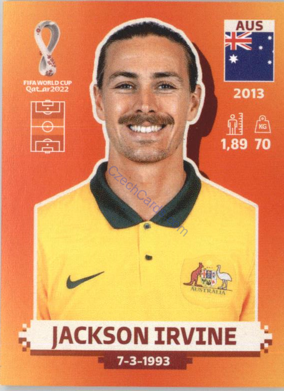 Jackson Irvine 2022 Panini WC Qatar Sticker #AUS 11