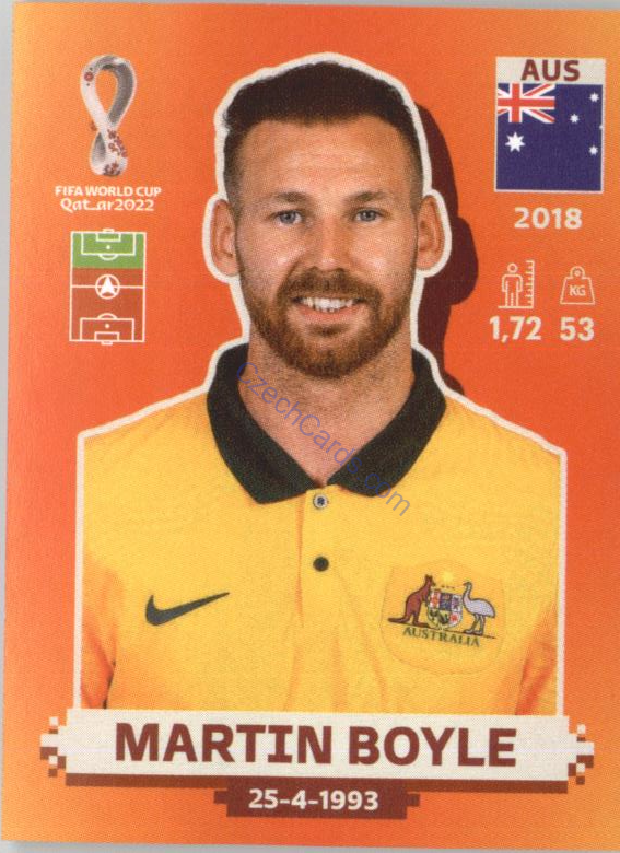 Martin Boyle 2022 Panini WC Qatar Sticker #AUS 15