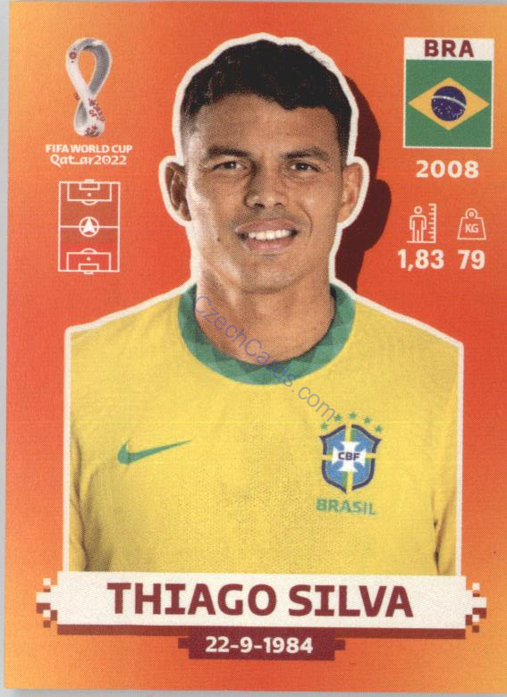 Thiago Silva 2022 Panini WC Qatar Sticker #BRA 8