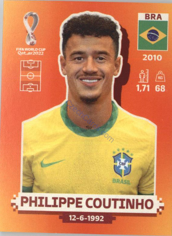 Philippe Coutinho 2022 Panini WC Qatar Sticker #BRA 10
