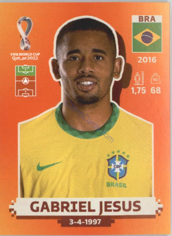 Gabriel Jesus 2022 Panini WC Qatar Sticker #BRA 15