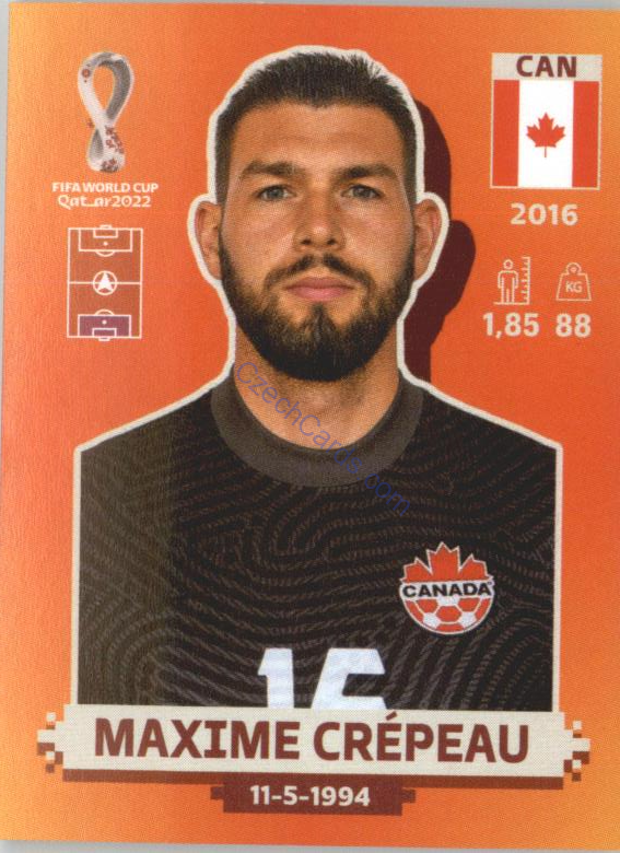 Maxime Crépeau 2022 Panini WC Qatar Sticker #CAN 3