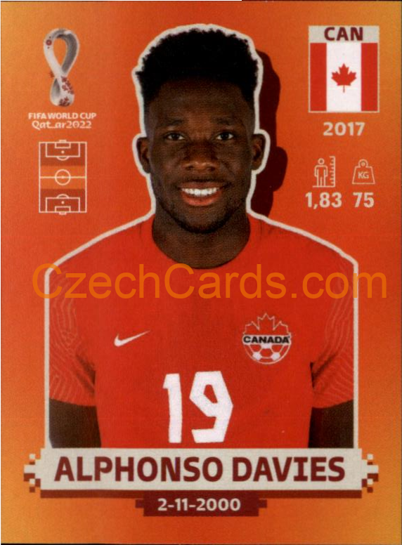 Alphonso Davies 2022 Panini WC Qatar Sticker #CAN 11