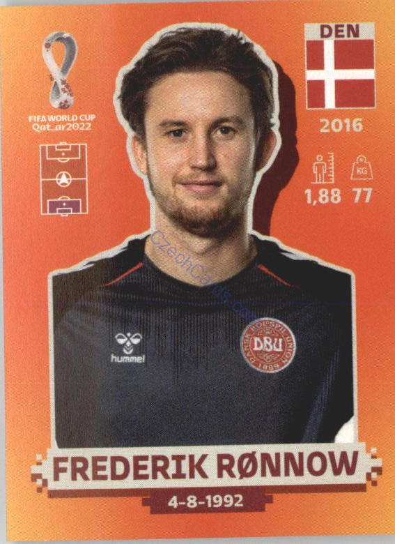 Frederik Rønnow 2022 Panini WC Qatar Sticker #DEN 3