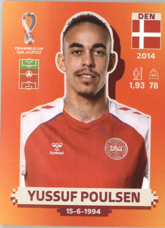 Yussuf Poulsen 2022 Panini WC Qatar Sticker #DEN 17