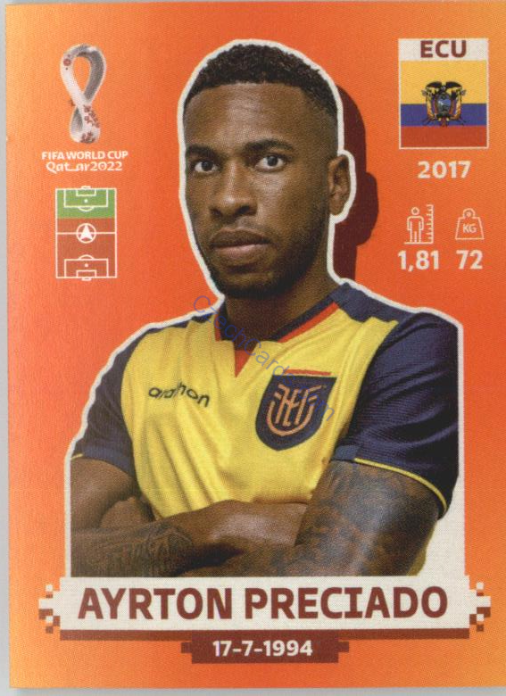 Ayrton Preciado 2022 Panini WC Qatar Sticker #ECU 18