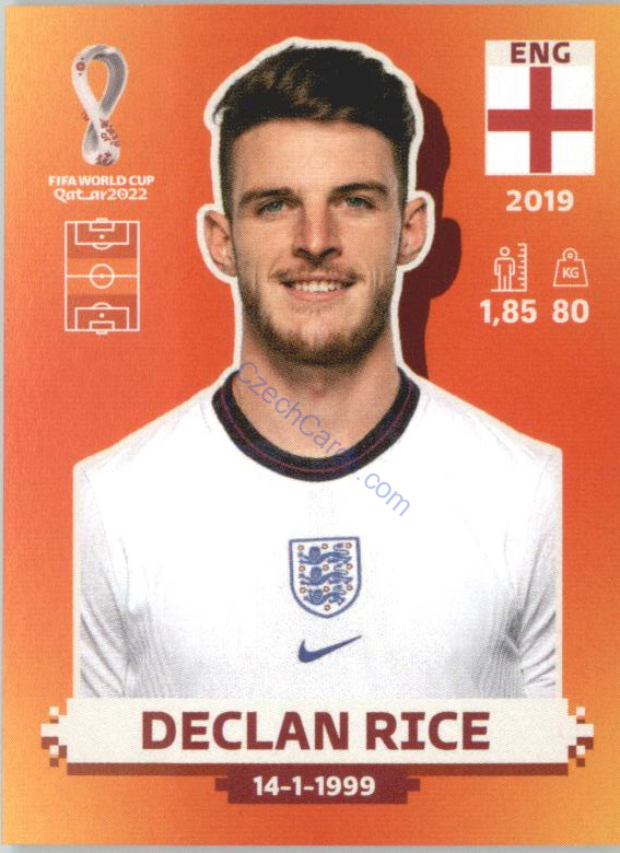 Declan Rice 2022 Panini WC Qatar Sticker #ENG 15