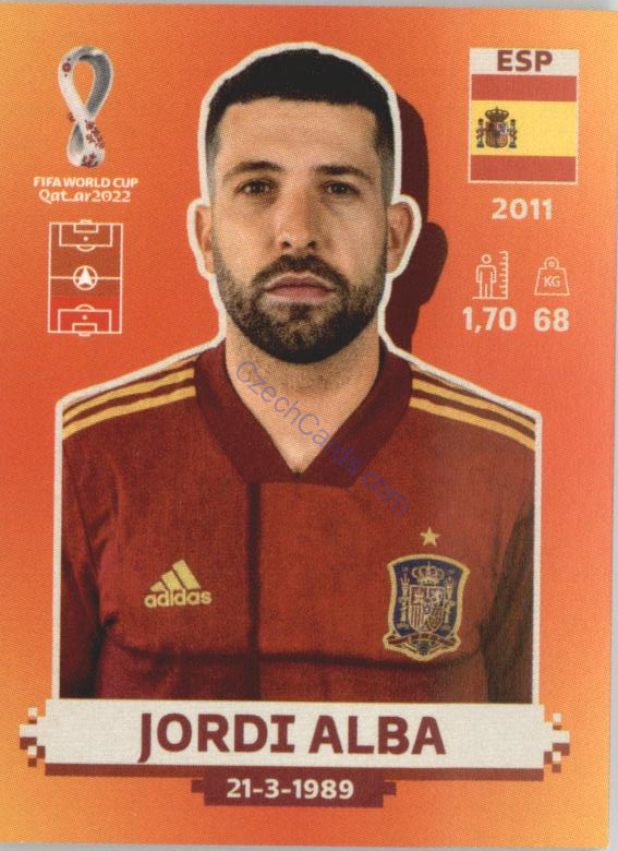 Jordi Alba 2022 Panini WC Qatar Sticker #ESP 6