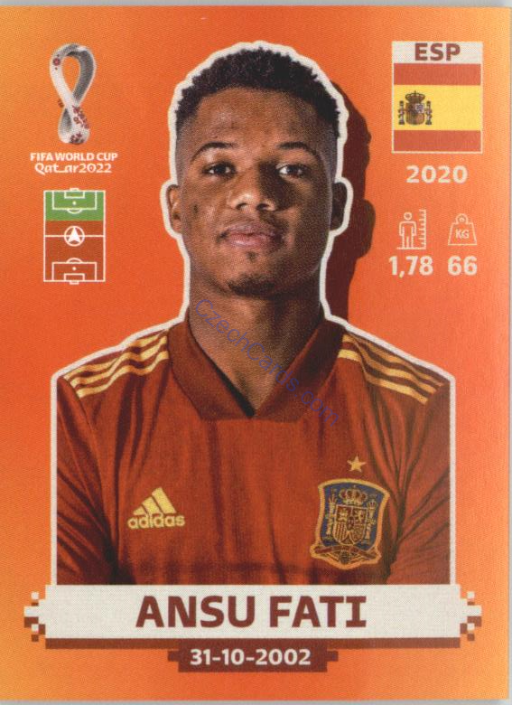 Ansu Fati 2022 Panini WC Qatar Sticker #ESP 16