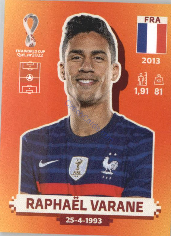 Raphaël Varane 2022 Panini WC Qatar Sticker #FRA 9