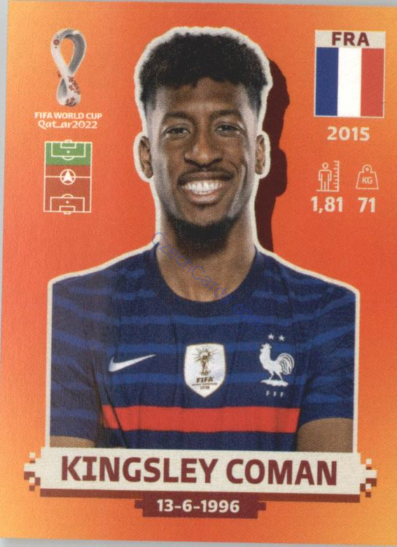 Kingsley Coman 2022 Panini WC Qatar Sticker #FRA 16