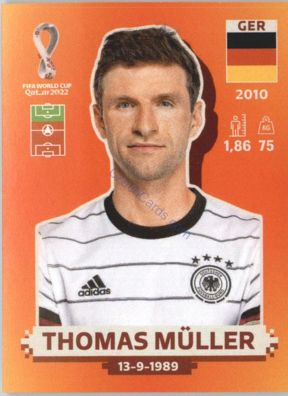 Thomas Müller 2022 Panini WC Qatar Sticker #GER 16