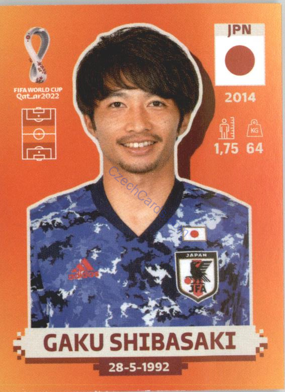Gaku Shibasaki 2022 Panini WC Qatar Sticker #JPN 12