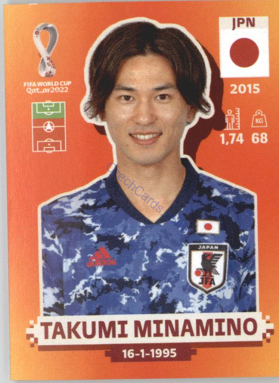 Takumi Minamino 2022 Panini WC Qatar Sticker #JPN 17
