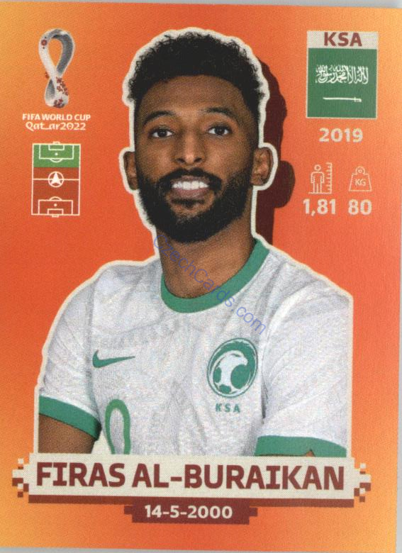 Firas Al-Buraikan 2022 Panini WC Qatar Sticker #KSA 17