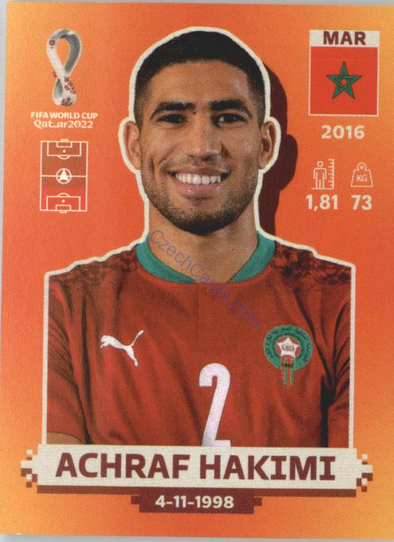 Achraf Hakimi 2022 Panini WC Qatar Sticker #MAR 5