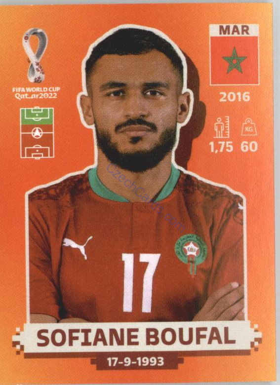 Sofiane Boufal 2022 Panini WC Qatar Sticker #MAR 14