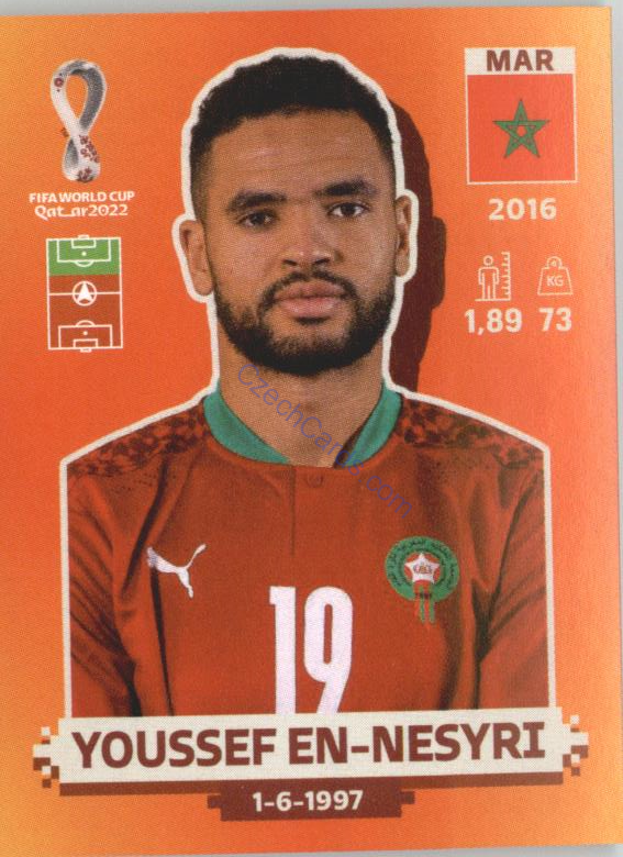 Youssef En-Nesyri 2022 Panini WC Qatar Sticker #MAR 16