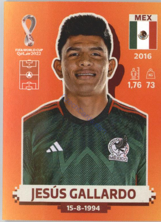 Jesús Gallardo 2022 Panini WC Qatar Sticker #MEX 5
