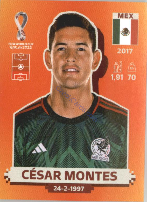 César Montes 2022 Panini WC Qatar Sticker #MEX 6