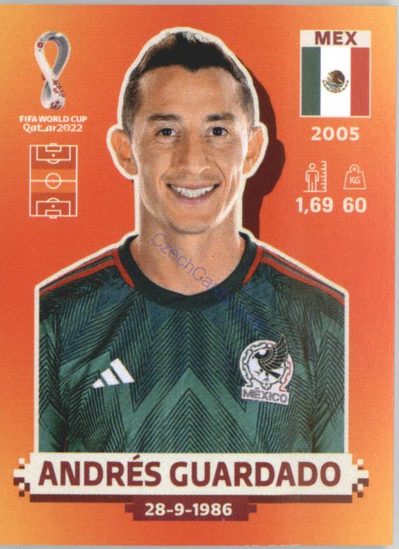 Andrés Guardado 2022 Panini WC Qatar Sticker #MEX 12