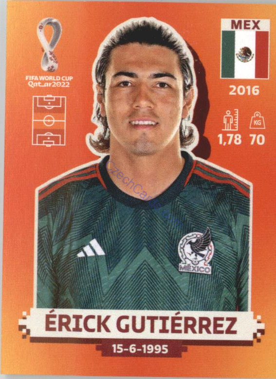 Érick Gutiérrez 2022 Panini WC Qatar Sticker #MEX 13