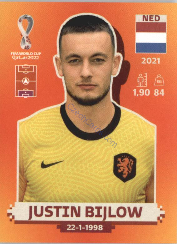 Justin Bijlow 2022 Panini WC Qatar Sticker #NED 2