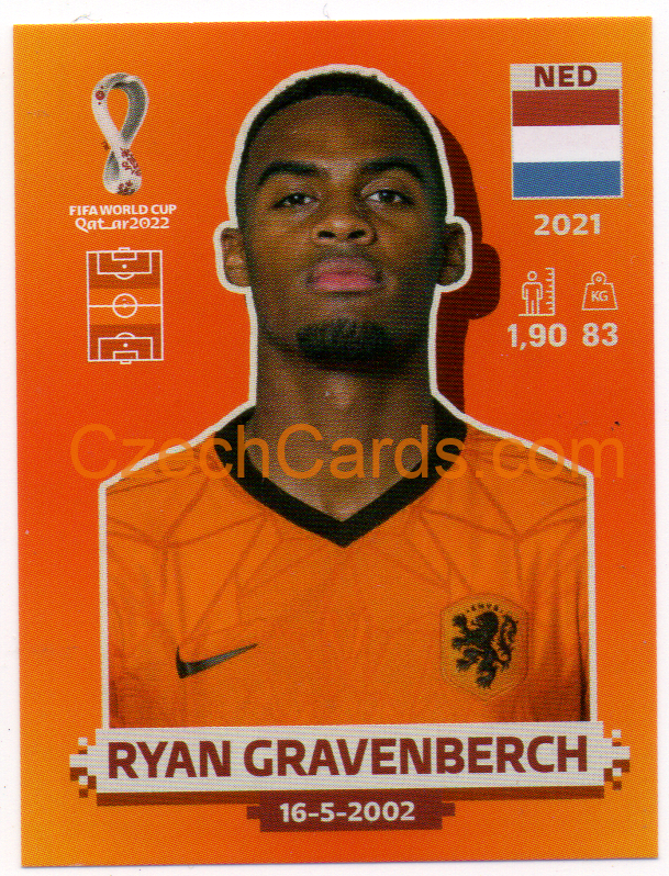 Ryan Gravenberch 2022 Panini WC Qatar Sticker #NED 11