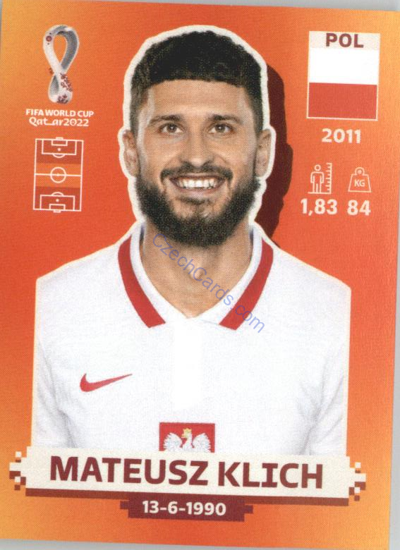 Mateusz Klich 2022 Panini WC Qatar Sticker #POL 11