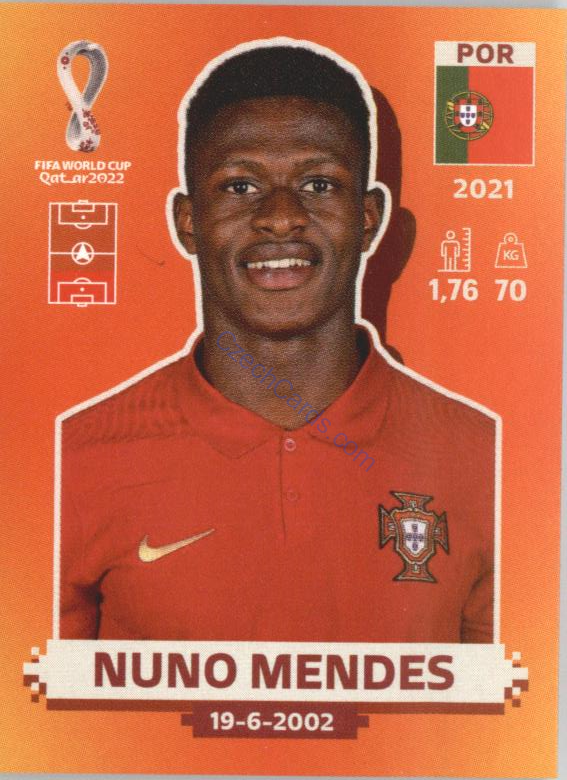 Nuno Mendes 2022 Panini WC Qatar Sticker #POR 6