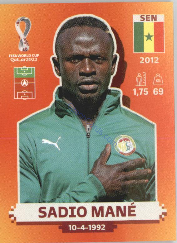 Sadio Mané 2022 Panini WC Qatar Sticker #SEN 18