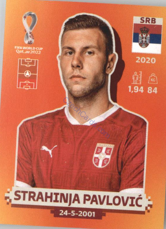 Strahinja Pavlović 2022 Panini WC Qatar Sticker #SRB 5