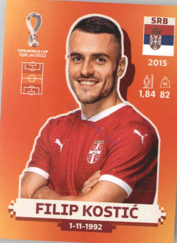 Filip Kostić 2022 Panini WC Qatar Sticker #SRB 9