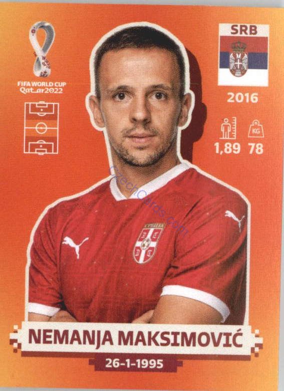 Nemanja Maksimović 2022 Panini WC Qatar Sticker #SRB 12
