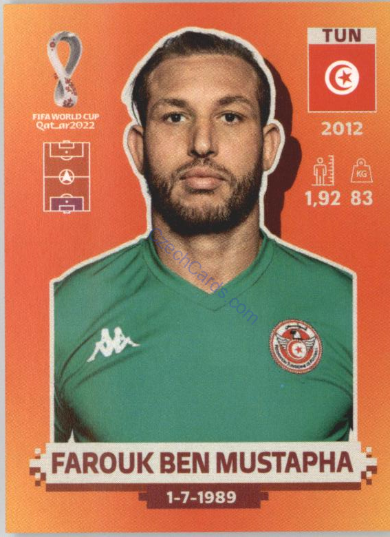 Farouk Ben Mustapha 2022 Panini WC Qatar Sticker #TUN 3
