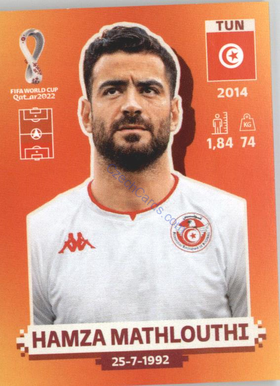 Hamza Mathlouthi 2022 Panini WC Qatar Sticker #TUN 8