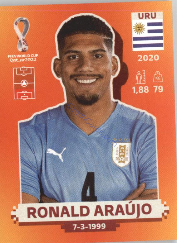 Ronald Araújo 2022 Panini WC Qatar Sticker #URU 4