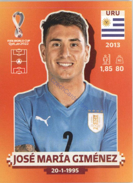 José María Giménez 2022 Panini WC Qatar Sticker #URU 6